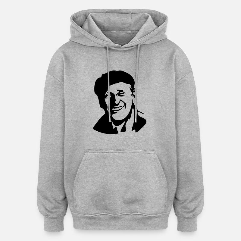 bourvil - Sweat à capuche oversize unisexe - gris chiné