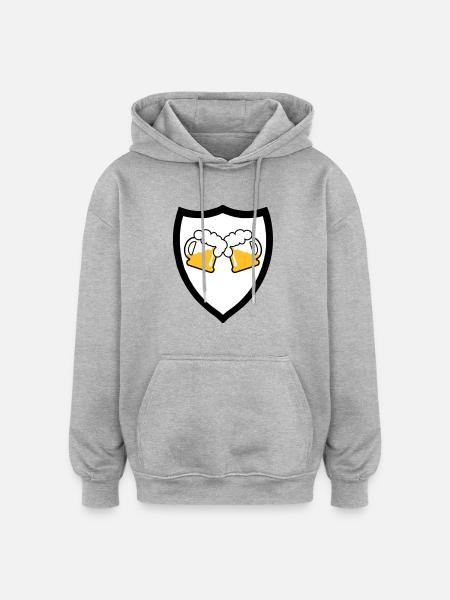 Bier Emblem 3c - Oversized Unisex Hoodie - Grau meliert