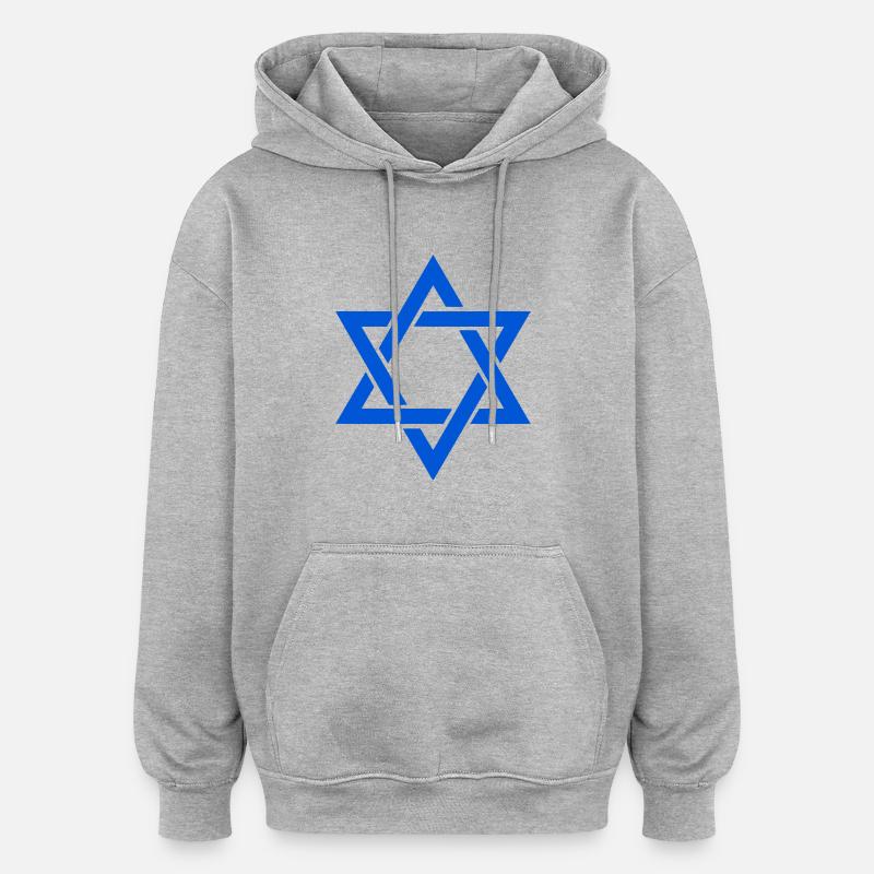 Étoile de David Israël - Sweat à capuche oversize unisexe - gris chiné