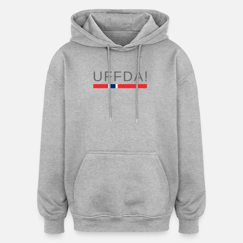 Uffda Norway - Oversized Unisex Hoodie - heather grey