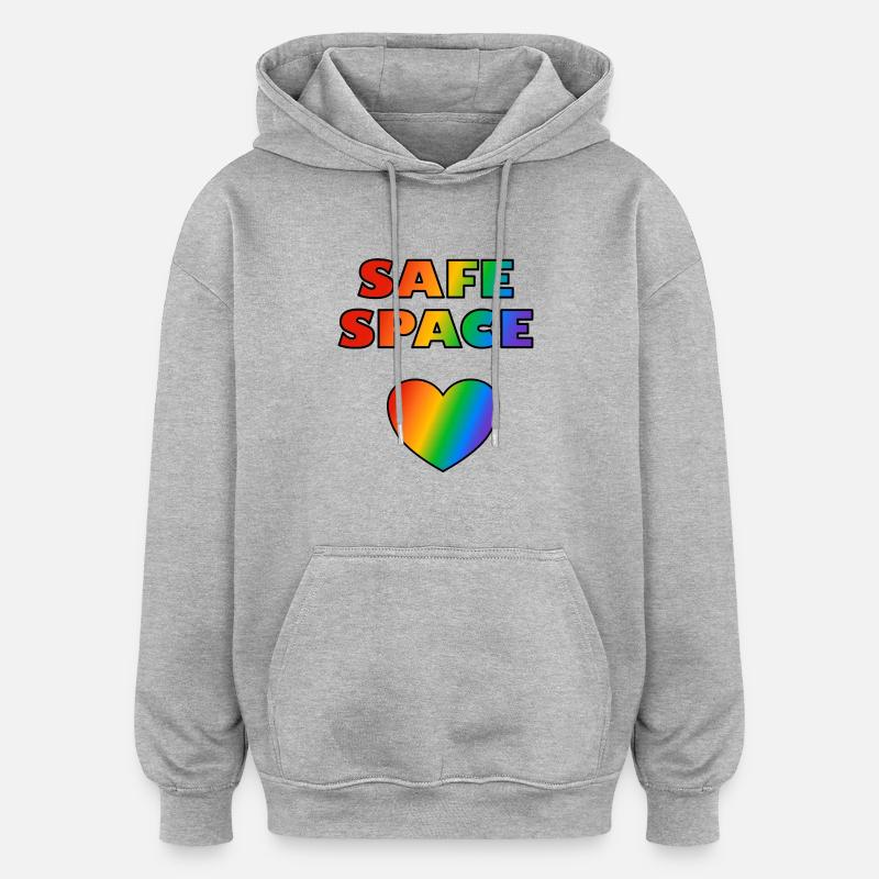 Espace sûr LGBT Rainbow Heart - Sweat à capuche oversize unisexe - gris chiné