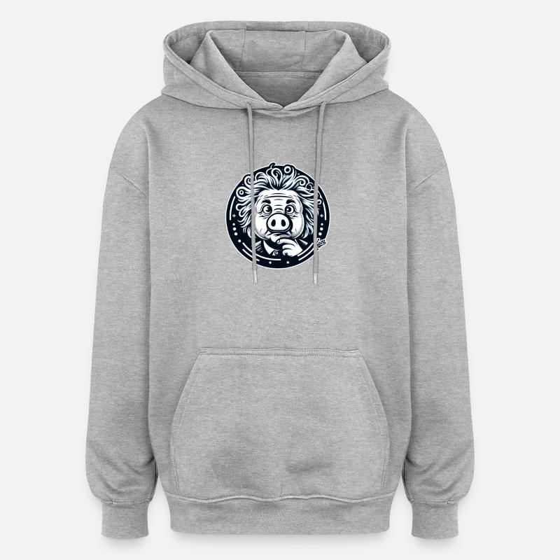 Albert Schweinstein le génie - Sweat à capuche oversize unisexe - gris chiné