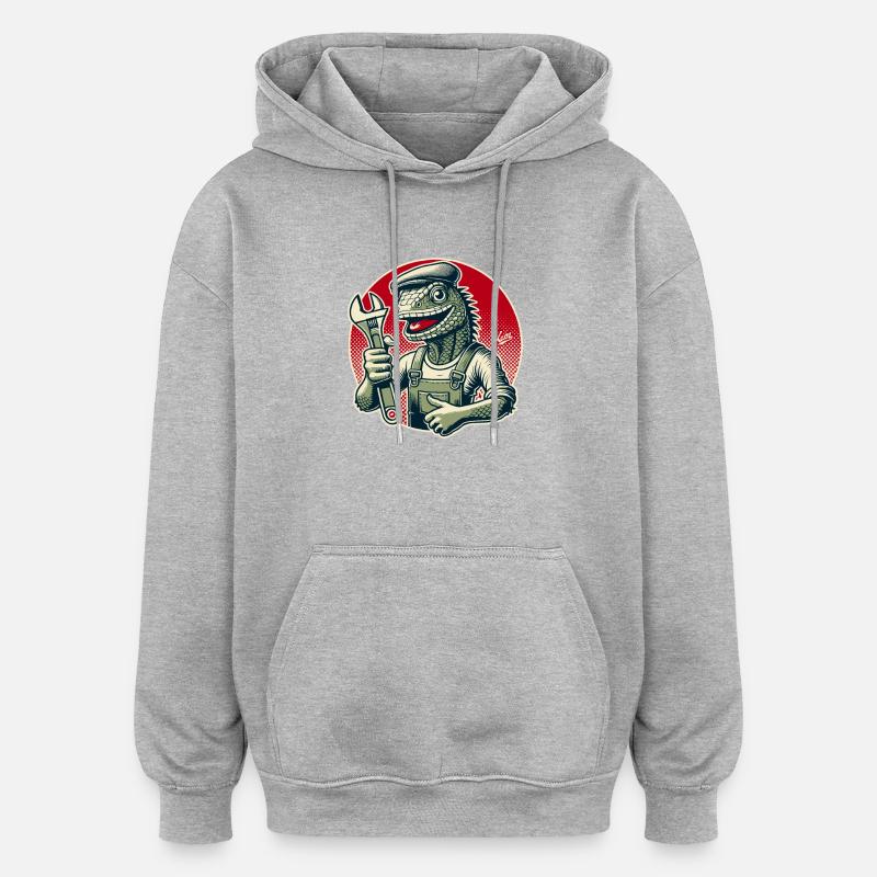 Artisan lézard avec clé - Sweat à capuche oversize unisexe - gris chiné
