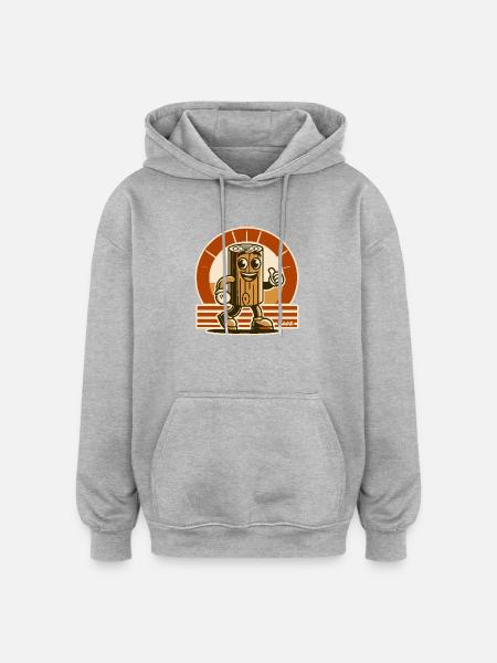 Munter træklods, sjovt stykke træ - Oversize unisex hoodie - grå meleret