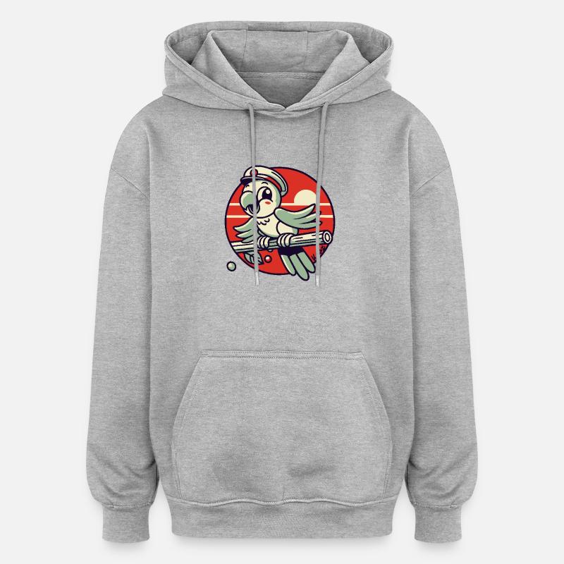 Capitaine Perroquet de la jungle - Sweat à capuche oversize unisexe - gris chiné