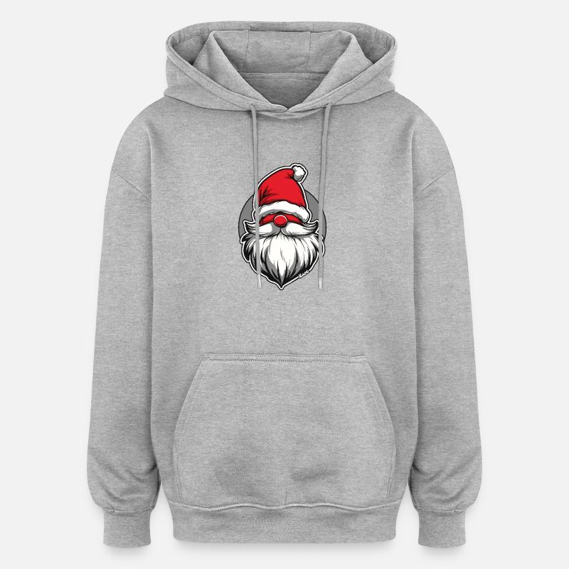 Weihnachtsmann als Gartenzwerg - Oversized Unisex Hoodie - Grau meliert