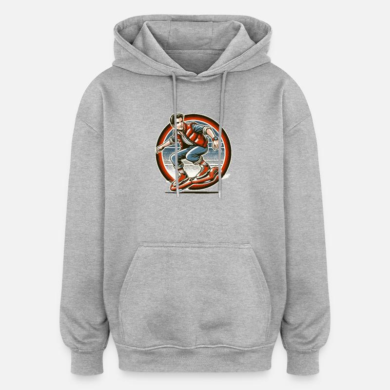 Hoverboarding ist zeitloser Spaß - Oversized Unisex Hoodie - Grau meliert