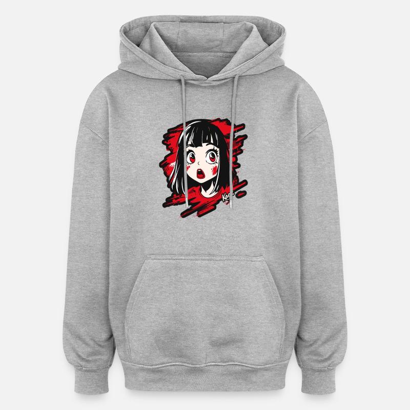 Fille de dessin animé - Sweat à capuche oversize unisexe - gris chiné