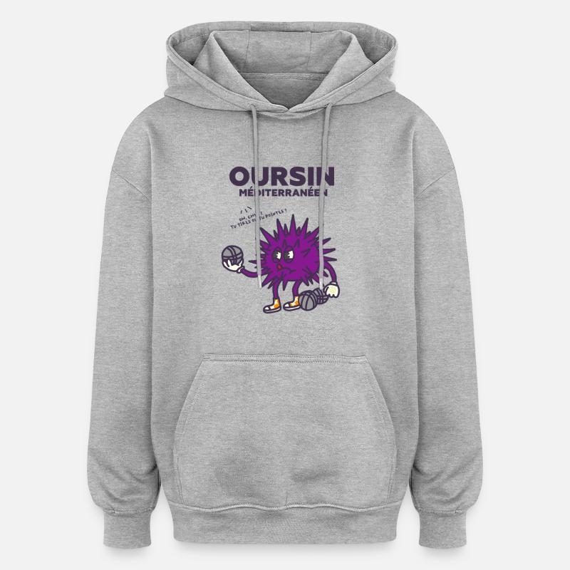 Oursin pétanque méditerranéean - Sweat à capuche oversize unisexe - gris chiné