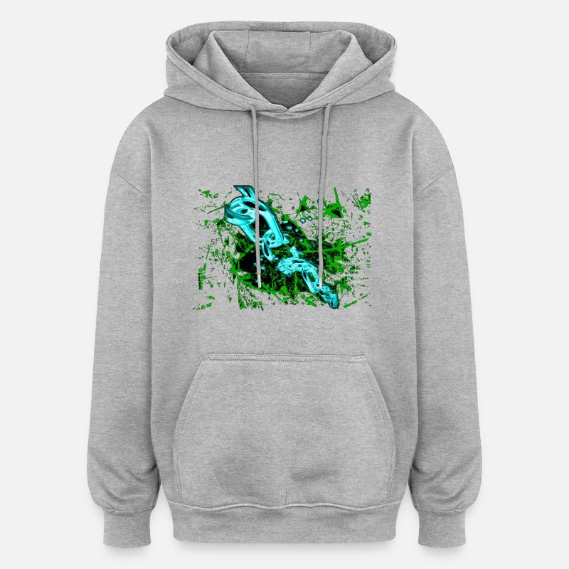 « PushYourLimits » par Acryl Gallery & Design - Sweat à capuche oversize unisexe - gris chiné