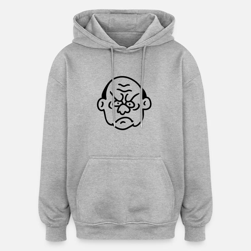 Chef - insatisfait - Line - Sweat à capuche oversize unisexe - gris chiné