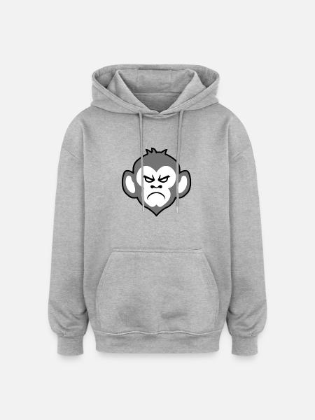 Grumpy Monkey - Oversized Unisex Hoodie - Grau meliert