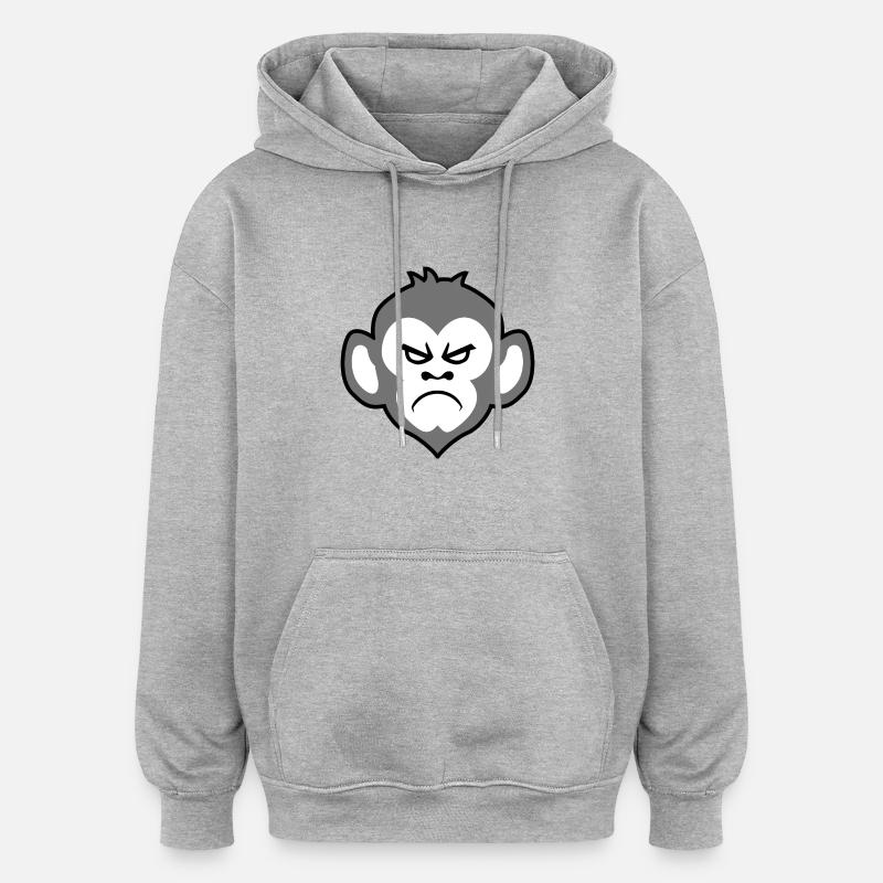 Grumpy Monkey - Oversized Unisex Hoodie - Grau meliert