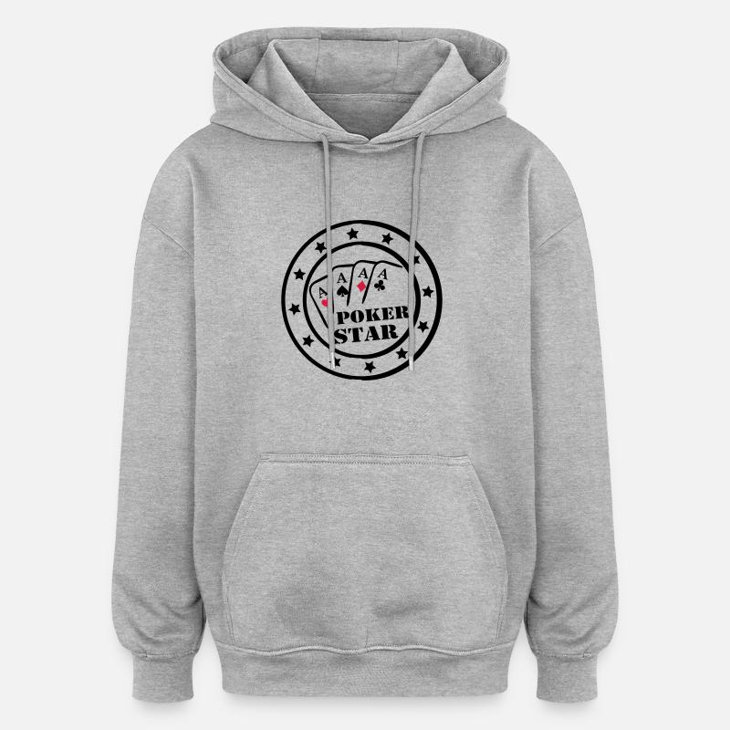 Poker Star - Sweat à capuche oversize unisexe - gris chiné