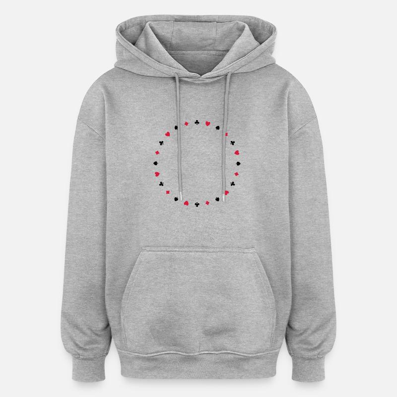 poker - Sweat à capuche oversize unisexe - gris chiné