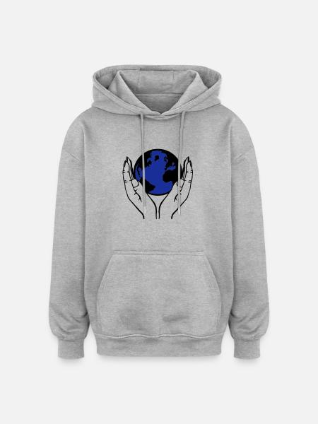 world in hands - Oversized Unisex Hoodie - heather grey