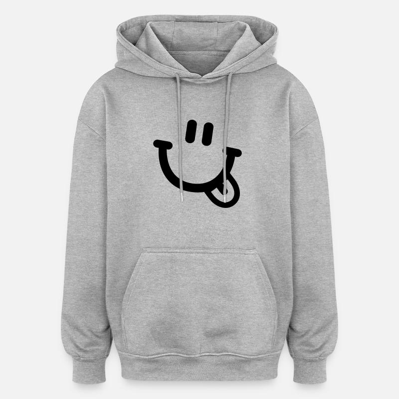 Smiley visage - Sweat à capuche oversize unisexe - gris chiné