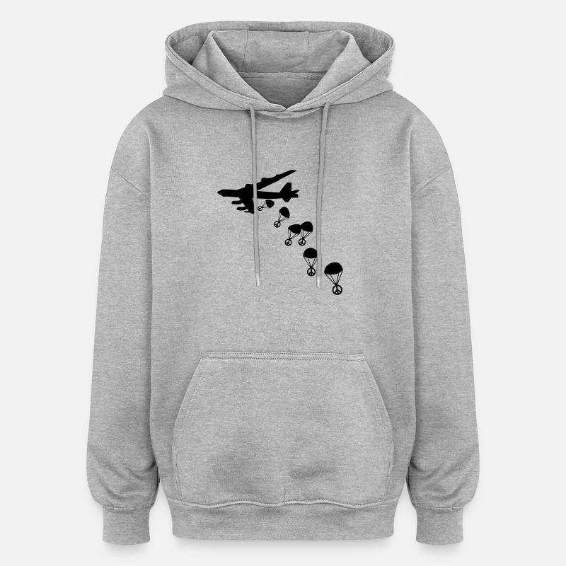Peace B-52 bomber - Oversized Unisex Hoodie - heather grey