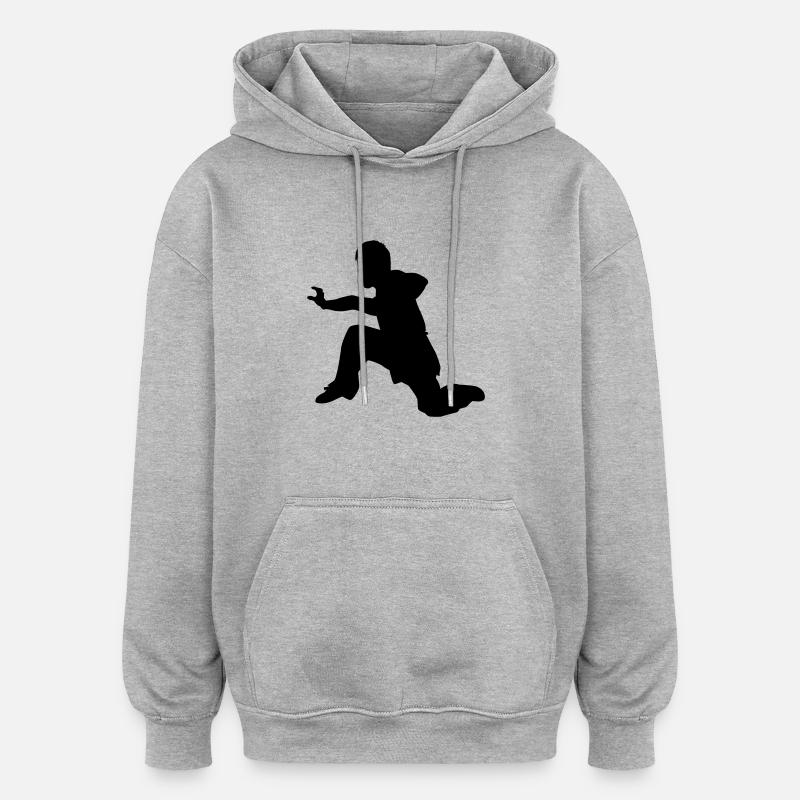 kung fu - Sweat à capuche oversize unisexe - gris chiné