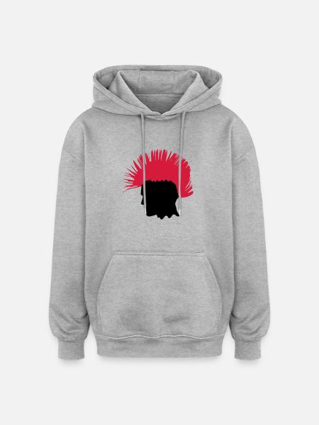 PUNK - Sweat à capuche oversize unisexe - gris chiné