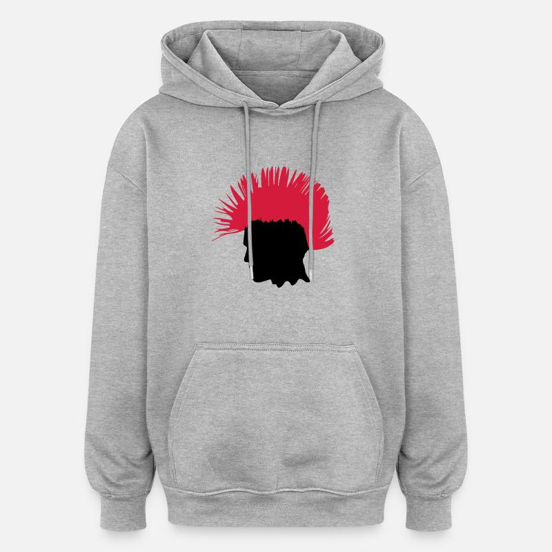 PUNK - Sweat à capuche oversize unisexe - gris chiné