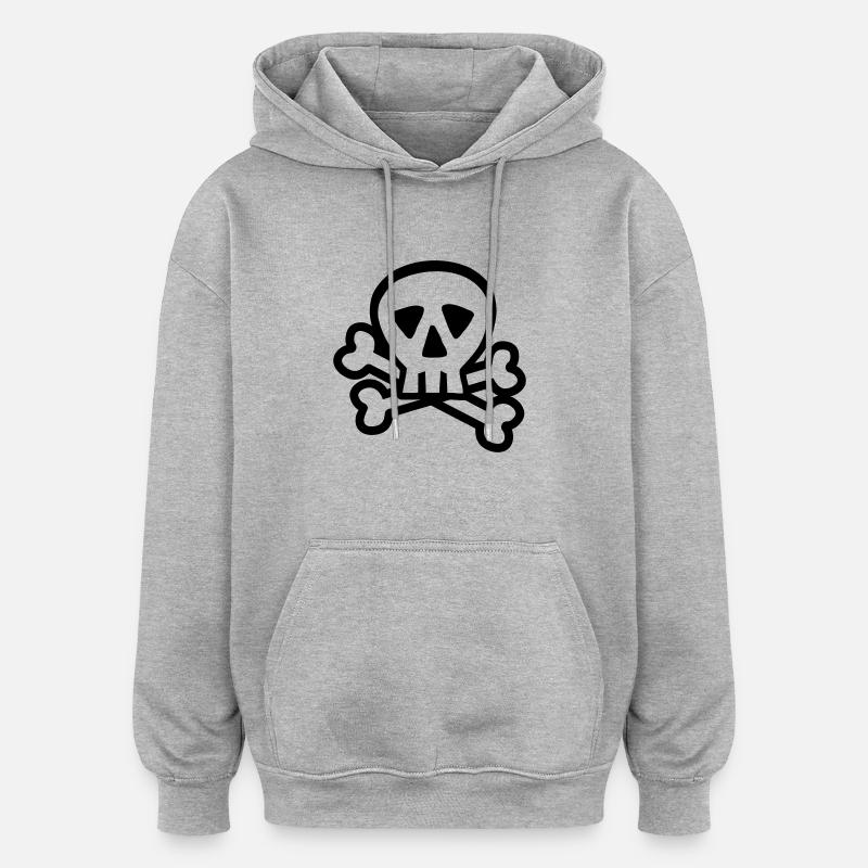 Crâne - Sweat à capuche oversize unisexe - gris chiné