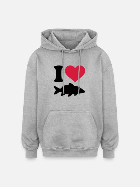 Karpfen - Oversized Unisex Hoodie - Grau meliert