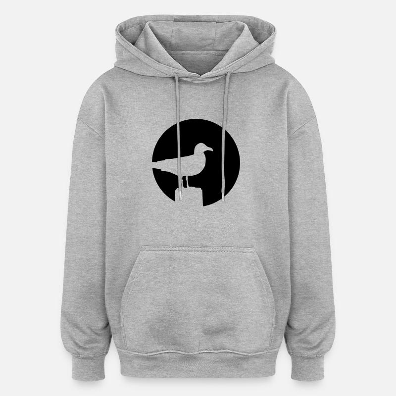 Möwe - Oversized Unisex Hoodie - Grau meliert