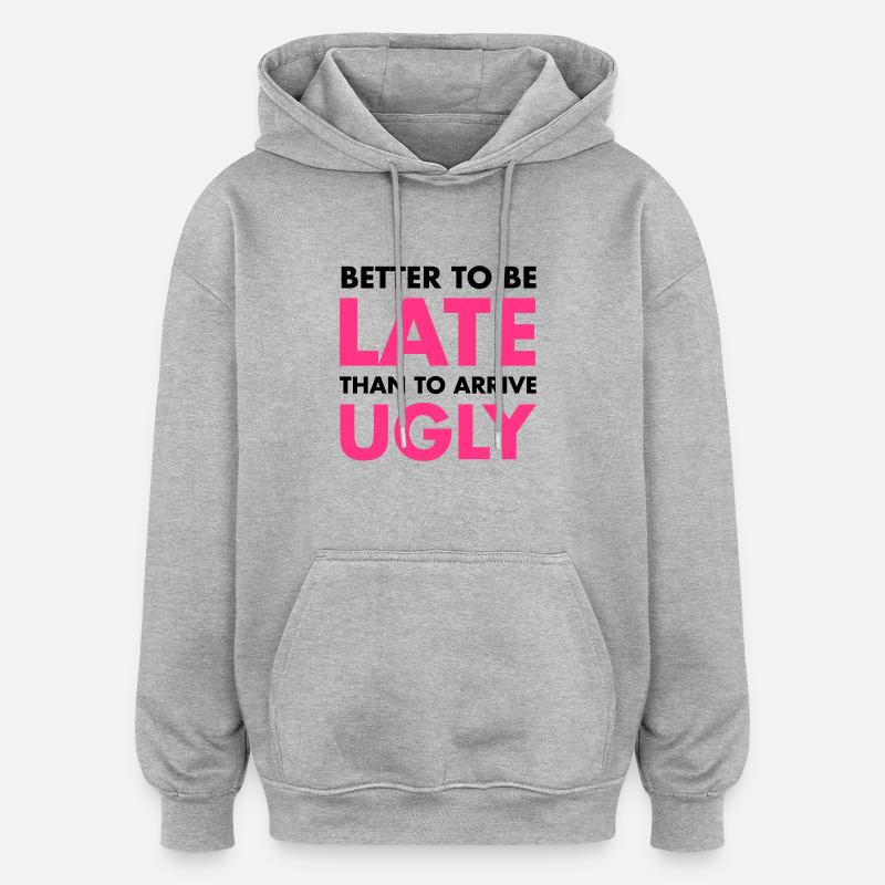 Late - Sweat à capuche oversize unisexe - gris chiné