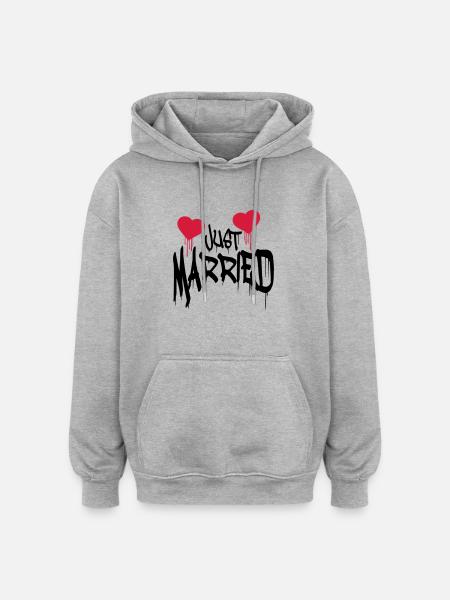 Just married Logo funny herzblut - Oversized Unisex Hoodie - heather grey