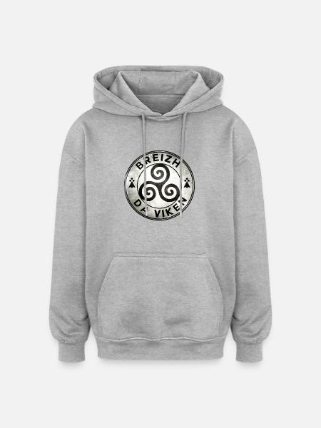 Breizh da viken 2 - Sweat à capuche oversize unisexe - gris chiné
