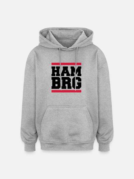 hamburg - Oversized Unisex Hoodie - Grau meliert