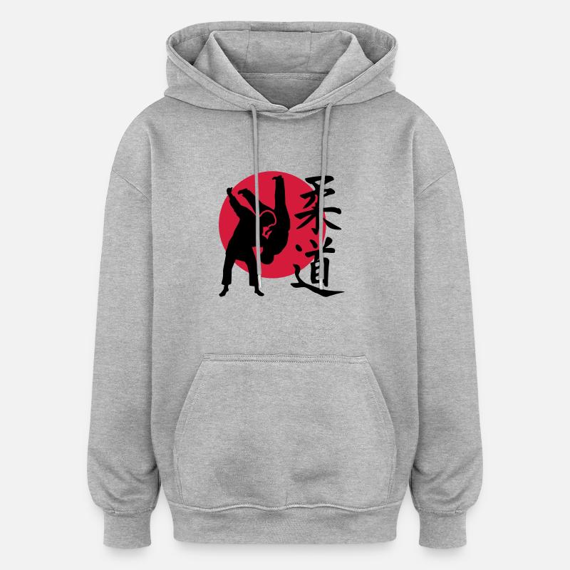 Judo - Sweat à capuche oversize unisexe - gris chiné