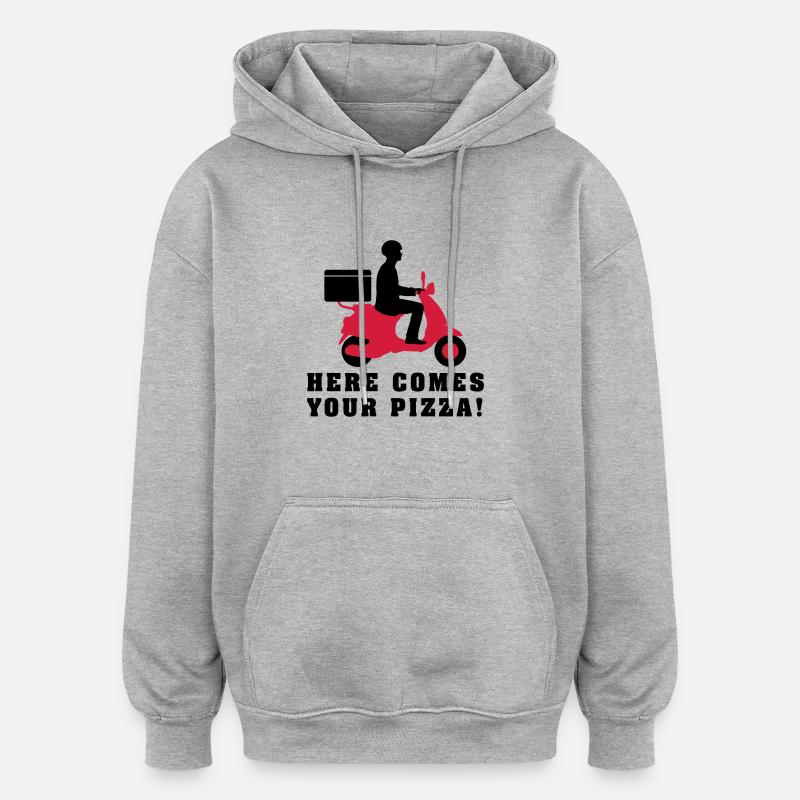 pizza_roller_lieferant_072016a_2c - Oversized Unisex Hoodie - Grau meliert