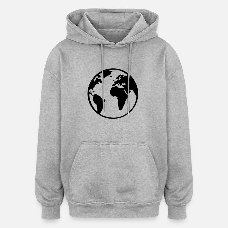 planet_erde_01 - Sweat à capuche oversize unisexe - gris chiné