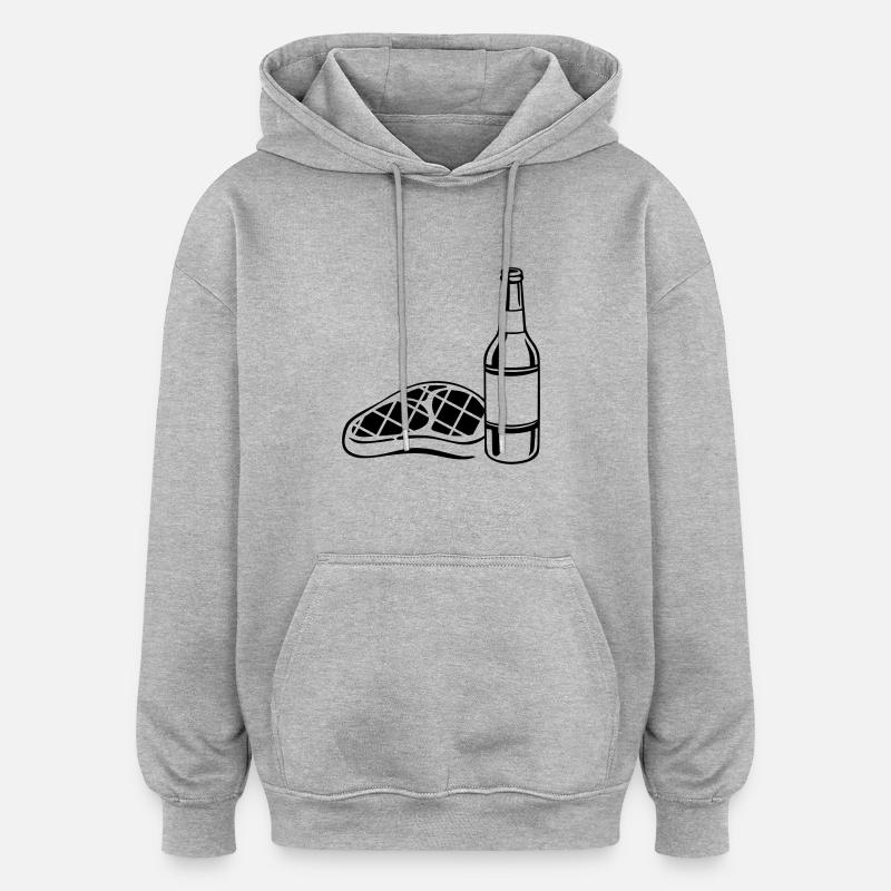 steak beer - Oversized Unisex Hoodie - Grau meliert