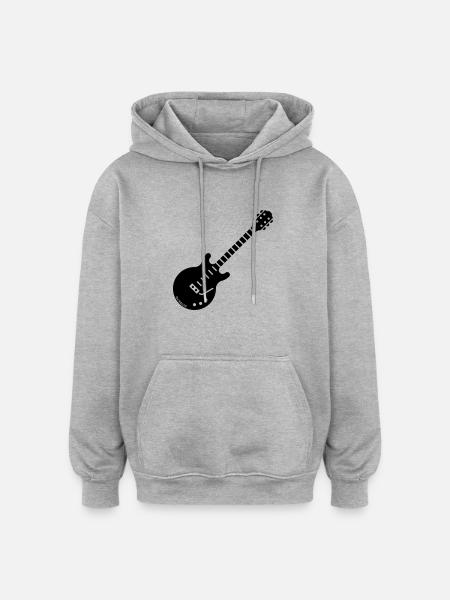 Guitare Électrique (Guitare / Rock / Musique) - Sweat à capuche oversize unisexe - gris chiné