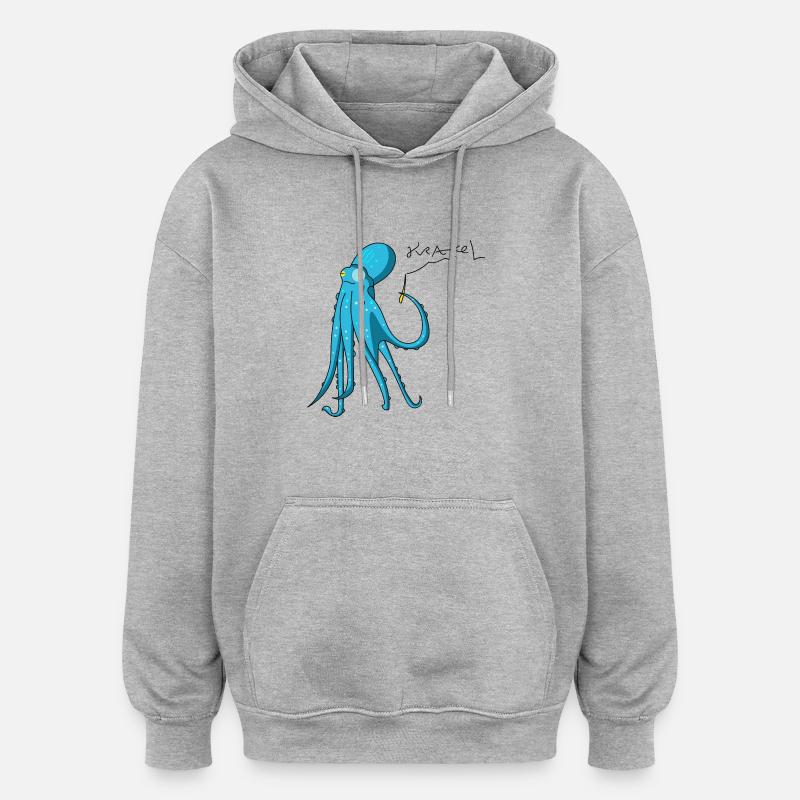 Octopus s'écrase - Sweat à capuche oversize unisexe - gris chiné
