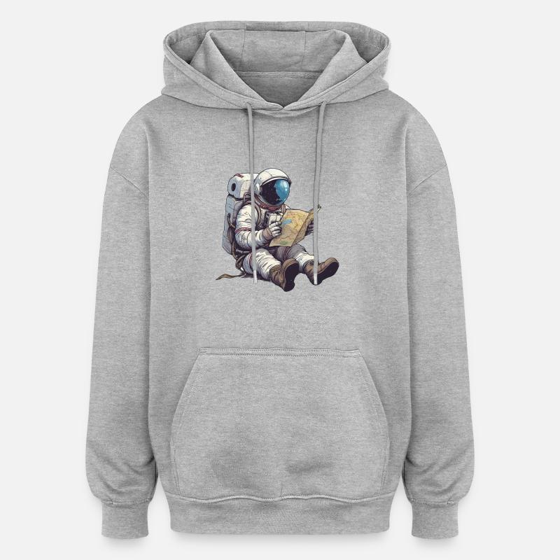 ASTRONAUTE MARS PLANET GPS ETOILE - Sweat à capuche oversize unisexe - gris chiné
