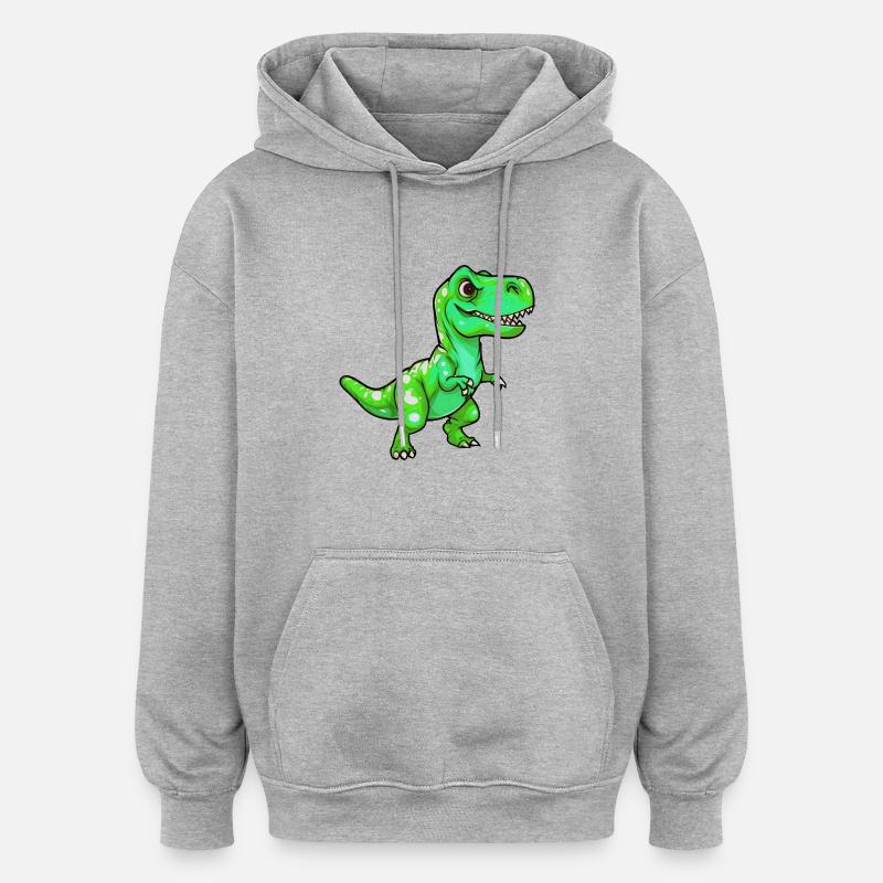 Dinosaure T-Rex - Sweat à capuche oversize unisexe - gris chiné