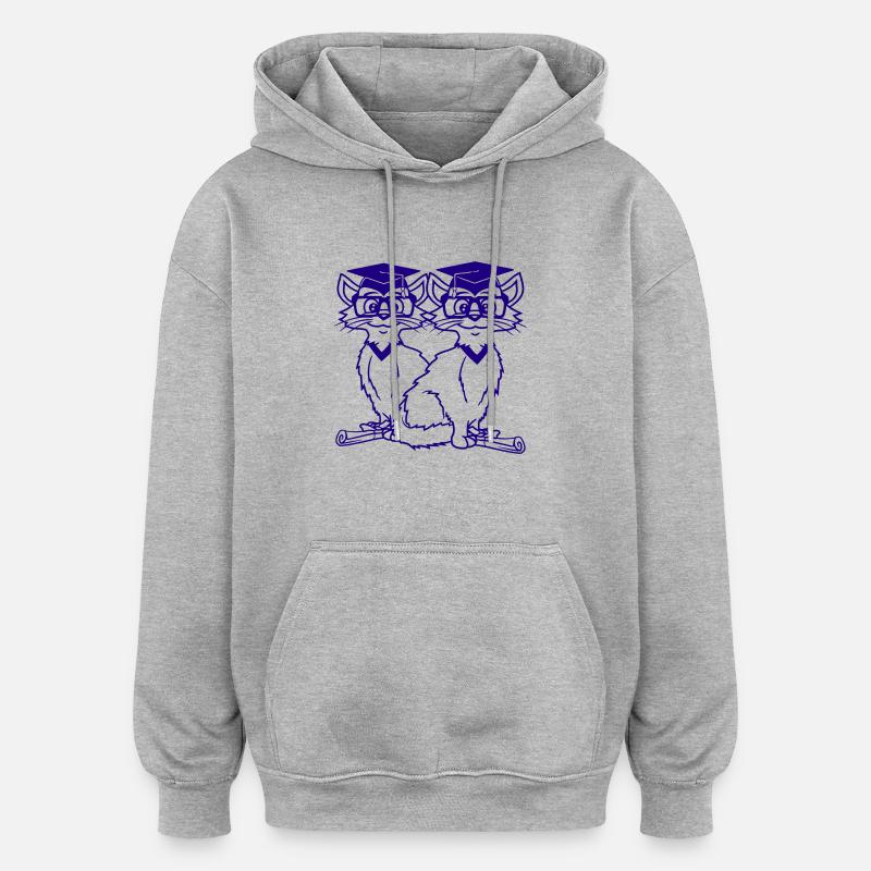 Cat College Graduation Graduation Passed - Sweat à capuche oversize unisexe - gris chiné