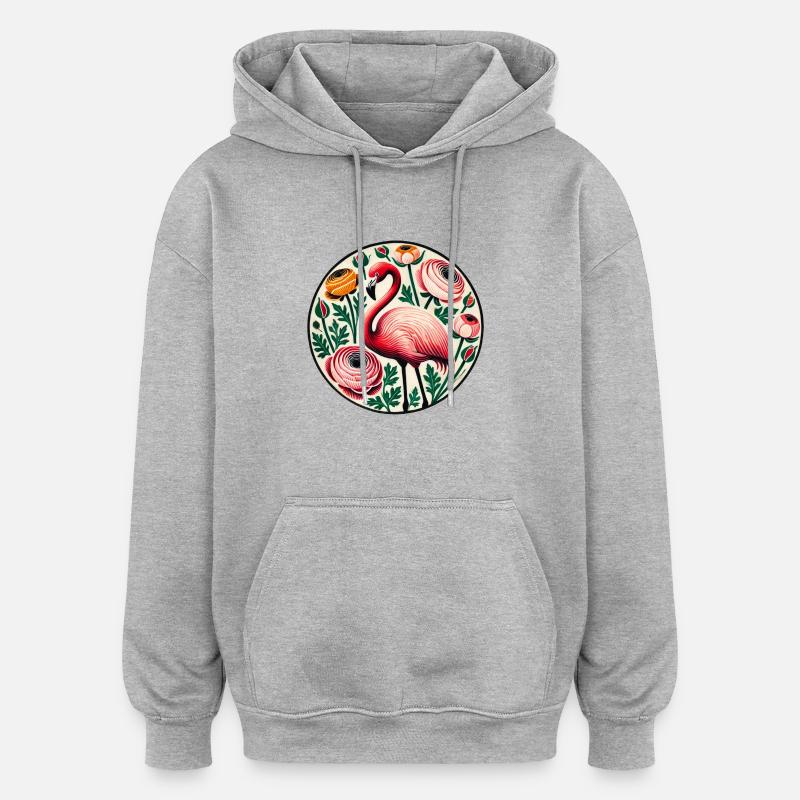 Flamant - Sweat à capuche oversize unisexe - gris chiné