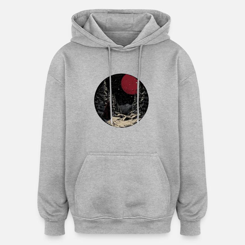 Mysticisme de la Nuit Rouge - Sweat à capuche oversize unisexe - gris chiné