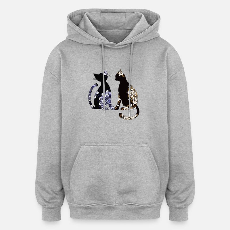Katzen - Oversized Unisex Hoodie - Grau meliert