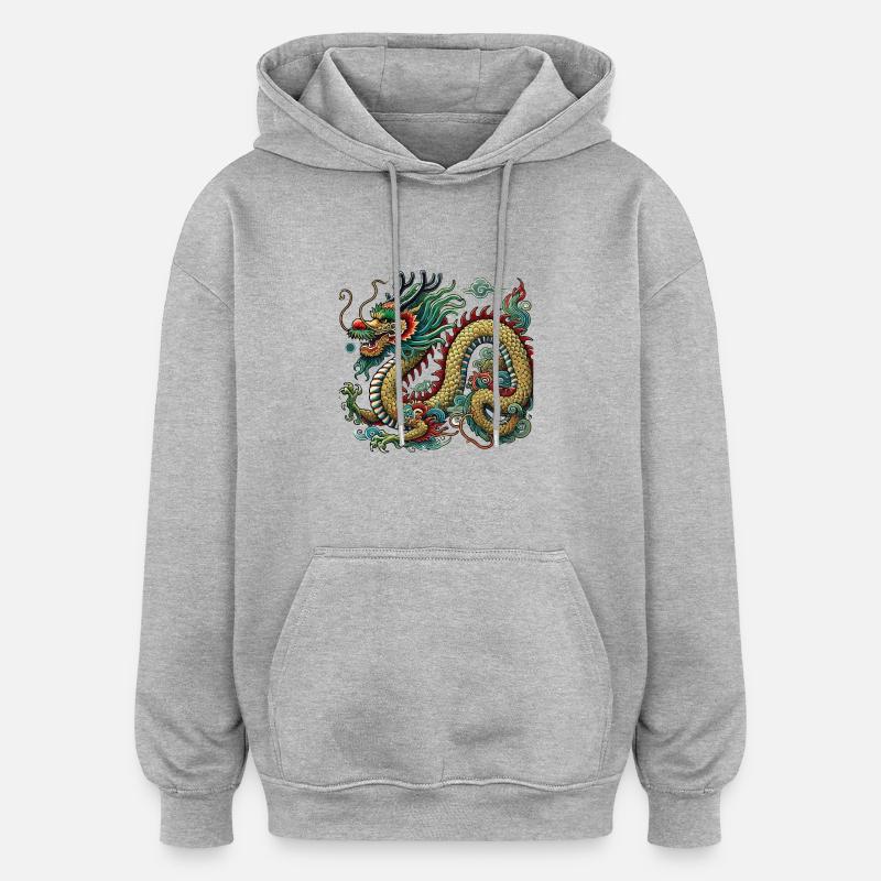 Dragon Chine - Sweat à capuche oversize unisexe - gris chiné
