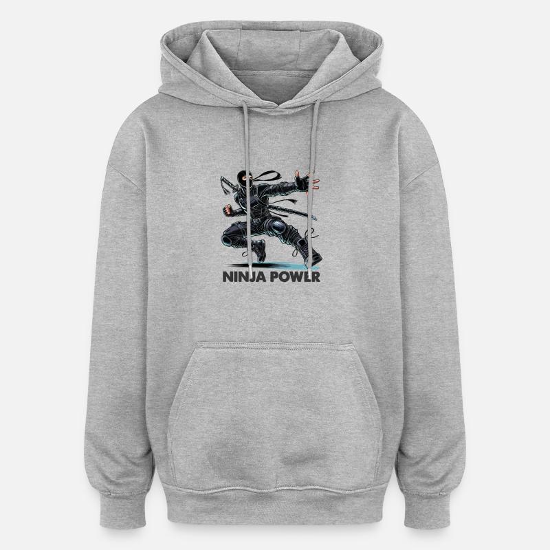 Puissance ninja - Sweat à capuche oversize unisexe - gris chiné