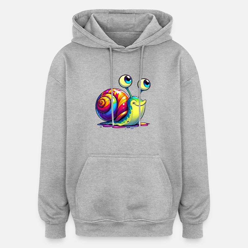 Escargot - Sweat à capuche oversize unisexe - gris chiné
