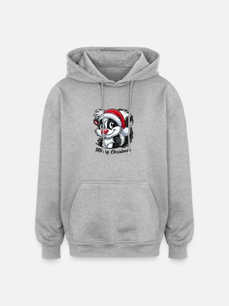 Noël Skunk - Sweat à capuche oversize unisexe - gris chiné