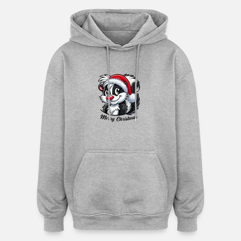 Noël Skunk - Sweat à capuche oversize unisexe - gris chiné