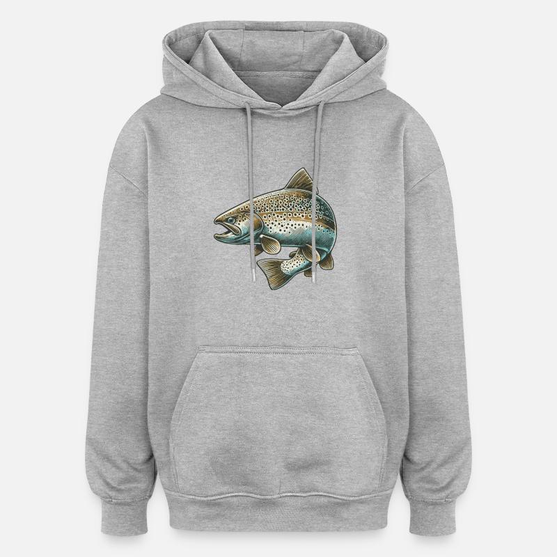 Saumon - Sweat à capuche oversize unisexe - gris chiné